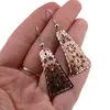 Cercei din cupru trapezoidali, model stele florale negre, imagine 3