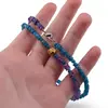 Colier Apatit rondele si sfere 3-4mm si Ametist patratele 4-5mm cu element din Hematit auriu 7mm, imagine 3