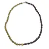 Colier Granat verde si Granat almandin rondele 5-6mm, sfere 3mm si element din Hematit auriu 7mm