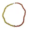 Colier Jad olive si Granat Hessonit patratele 5-6mm cu sfere 3mm si Hematit auriu cub 6mm