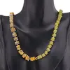 Colier Jad olive si Jasp Bumblebee patratele 6-7mm cu sfere de Citrin 3mm si Hematit auriu 6mm, imagine 2