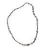 Colier Labradorit banuti 5mm, neuniform 8-12mm si sfere 3mm cu steluta din Hematit auriu 6mm