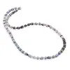 Colier Opal albastru si Opal dendritic rondele 5-6mm si sfere 3-4mm cu Hematit auriu 6mm