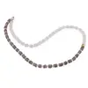 Colier Piatra lunii gri si Piatra Lunii alba rondele 5-6mm si sfere 3mm cu Hematit auriu 6mm