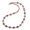 Colier Rodonit roz sfere 4-8mm si bumbi aurii
