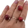 Inel reglabil Coral rosu rotund, 13-15mm, imagine 3