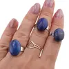 Inel reglabil Lapis Lazuli oval, 18-20mm, imagine 3