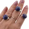 Inel reglabil Lapis Lazuli rotund, 14mm, imagine 3