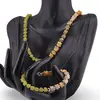 Set colier si bratara Jad olive si Jasp Bumblebee patratele 6-7mm cu sfere de Citrin 3mm si Hematit auriu 6mm, imagine 2
