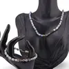 Set colier si bratara Opal albastru si Opal dendritic rondele 5-6mm si sfere 3-4mm cu Hematit auriu 6mm, imagine 2