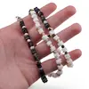 Set colier si bratara Turmalina neagra si Opal alb patratele 4-5mm cu sfere de Opal dendritic 4mm si Hematit auriu 6mm, imagine 3
