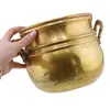 Cazan vintage din alama cu manere rasucite, 14cm, imagine 3