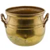 Cazan vintage din alama cu manere rasucite, 14cm