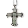 Colier cu pandantiv argintiu cruce din Aventurin, 8cm