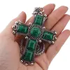 Colier cu pandantiv argintiu cruce din Malachit, 8cm, imagine 3