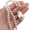 Colier Perle de Mallorca albe 6mm cu pandantiv, imagine 3