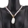 Colier Perle de Mallorca albe, roz si crem 6mm cu pandantiv, imagine 2