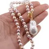 Colier Perle de Mallorca albe, roz si crem 6mm cu pandantiv, imagine 3