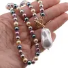 Colier Perle de Mallorca multicolore inchis 6mm cu pandantiv, imagine 3