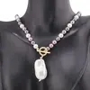 Colier Perle de Mallorca negre, violet si albe 6mm cu pandantiv, imagine 2