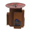 Decoratiune abstracta vintage suport lumanare din lemn si alama, 14cm, imagine 2