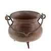 Decoratiune vintage cazan tripied din cupru cu toarte, 9cm