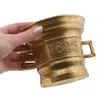 Decoratiune vintage din alama galeata cu doua manere, 10cm, imagine 3