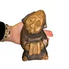 Figurina vintage din lemn sculptat manual muzician tribal acordeonist - 15,5cm, imagine 3
