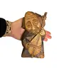 Figurina vintage din lemn sculptat manual muzician tribal violoncelist - 15,5cm, imagine 3