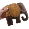 Figurina vintage elefant din lemn sculptat manual, 15cm, imagine 3