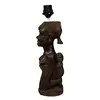 Lampa vintage din lemn sculptata manual femeie africana cu copil, 46cm, imagine 2