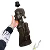 Lampa vintage din lemn sculptata manual femeie africana cu copil, 46cm, imagine 3