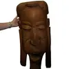 Masca decorativa vintage din lemn sculptat manual, chip barbatesc african - 63cm, imagine 3