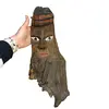 Masca decorativa vintage din lemn sculptat si pictat manual - 39cm, imagine 3