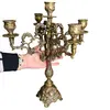 Sfesnic vintage din alama cu cinci brațe model baroc, 38cm, imagine 3