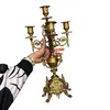 Sfesnic vintage din alama cu cinci brate ornamentale, 42cm, imagine 3