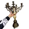 Sfesnic vintage din alama cu cinci brate si Onix de Pakistan, 43cm, imagine 3