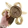 Sfesnic vintage din alama in forma de floare, 21cm, imagine 3