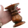 Sfesnic vintage din lemn cu baza rotunda 12cm, imagine 3