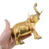 Statueta vintage elefant din alama cu trompa ridicata, 14cm, imagine 3