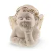 Suport de lumanare Inger alb-auriu ganditor, 15cm