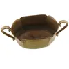 Vas decorativ vintage din alama cu doua manere, 8cm, imagine 2