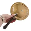 Vas vintage din alama cu capac si maner de lemn, 27cm, imagine 3