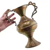 Vaza vintage din alama cu manere si modele florale, 23cm, imagine 3
