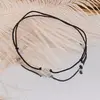 Bratara reglabila pe snur negru cu Larimar discuri fatetate 3mm si un bumb de aur, imagine 3