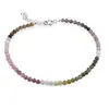 Bratara Turmalina multicolora degrade sfere fatetate cu Argint 925, 3mm