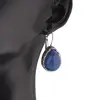 Cercei cu agatatoare model lacrima cu montura argintie, Lapis Lazuli - 20mm, imagine 3