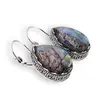 Cercei cu agatatoare model lacrima cu montura argintie, Scoica abalone - 20mm, imagine 2
