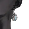 Cercei cu agatatoare model lacrima cu montura argintie, Scoica abalone - 20mm, imagine 3