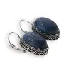 Cercei cu agatatoare model oval cu montura argintie, Lapis Lazuli - 20mm, imagine 2